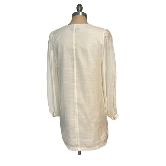 BANANA REPUBLIC Dress Ecru Ivory Long Puff Sleeve Woven Button Up Shift XS - Picture 3 of 4